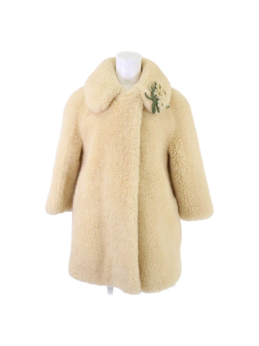 Gucci Rave Like You Are Five Flower Corsage Shearling Fleece Fur Coat 42